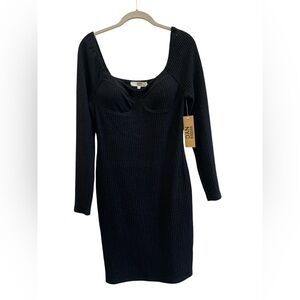 Madden NYC Black Textured Bodycon Dress M  Whimsygoth      Dark Academia NWT